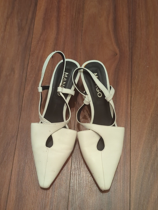 Mango Shoes - Mango White Pointed Slingback Heels